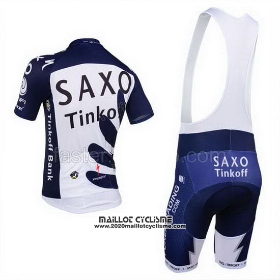 2013 Maillot Ciclismo Tinkoff Saxo Bank Bleu et Blanc Manches Courtes et Cuissard